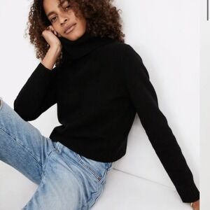 Madewell Resourced Cashmere Crop Turtleneck Sweater Black Womens Medium